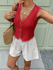 Textured Button-Front Vest  Style Ratio