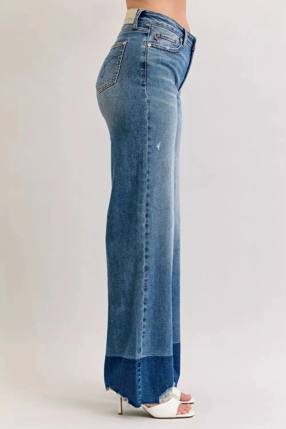 Judy Blue Raw Hem High Waist Column Straight Jeans  Style Ratio