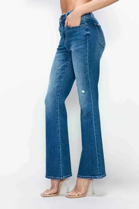 bytos Full Size High Rise Bootcut Jeans with Pockets  Style Ratio