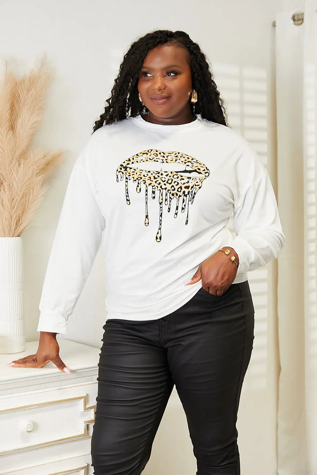 Simply Love Graphic Dropped Shoulder Round Neck Sweatshirt  Style Ratio