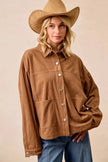 BiBi Corduroy Relaxed Fit Long Sleeve Shacket  Style Ratio