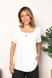 Mandy Swiss Dot Puff Sleeve Square Neck Blouse  Style Ratio