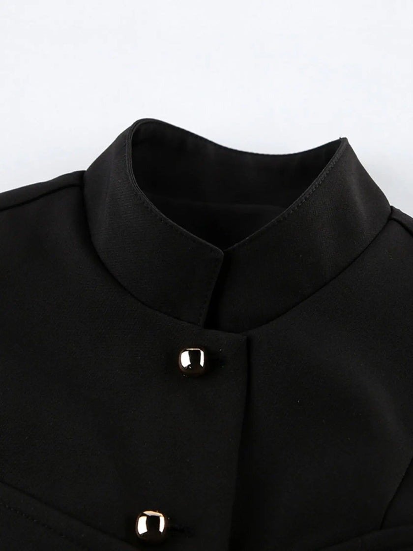 Stand Collar Button-Down Vest Coat  Style Ratio
