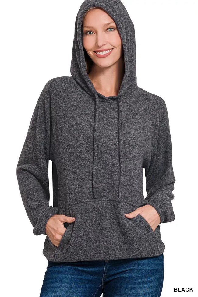 Zenana Brushed Hacci Melange Hoodie  Style Ratio