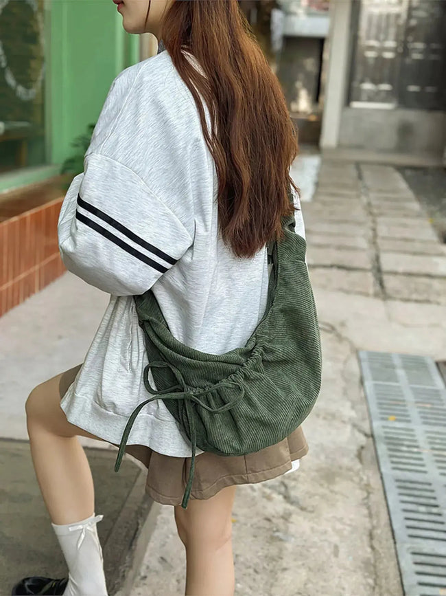 Corduroy Drawstring Crossbody Bag  Style Ratio