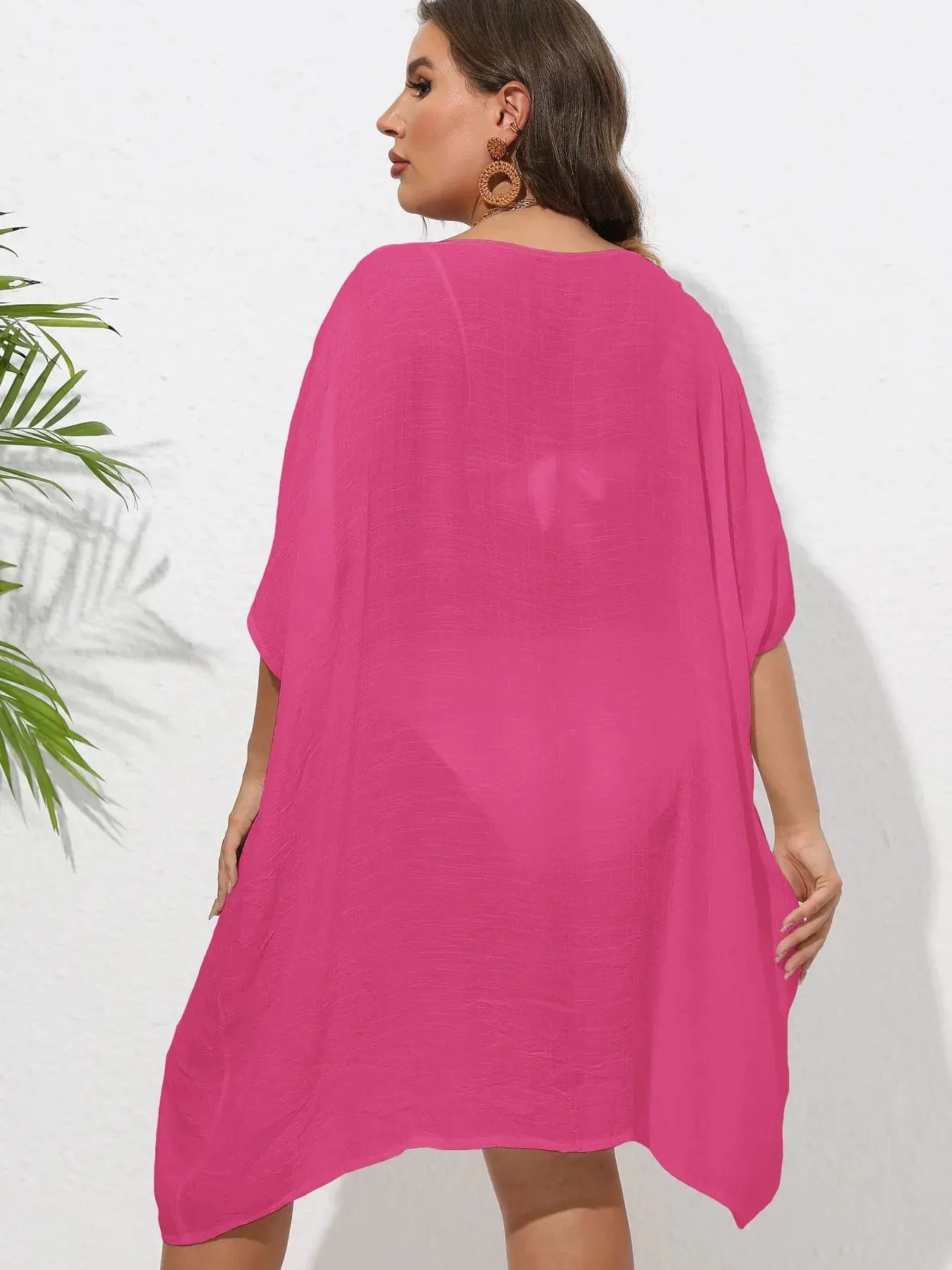 Crochet Trim V-Neck Beach Cover Up  Style Ratio