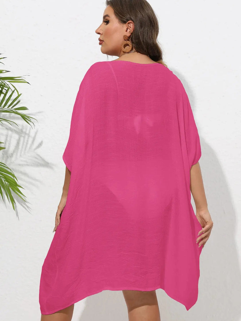 Crochet Trim V-Neck Beach Cover Up  Style Ratio