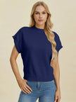 Double Take Full Size Mock Neck Short Sleeve Sweater  Style Ratio