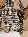 Printed V Neck Half Sleeve Blouse  Style Ratio
