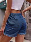 Denim Drawstring Raw Hem Denim Shorts  Style Ratio