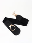 PU Elastic Wide Belt with Alloy Buckle  Style Ratio
