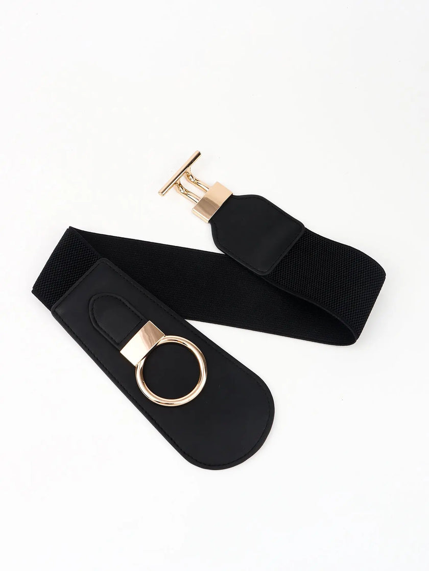 PU Elastic Wide Belt with Alloy Buckle  Style Ratio