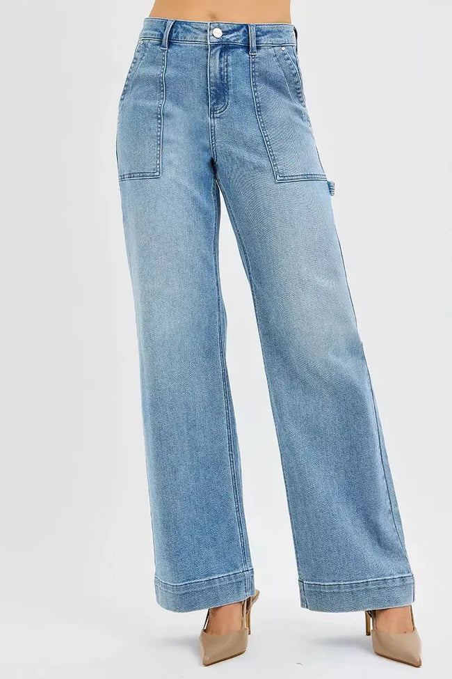 RISEN Full Size High Rise Straight Leg Jeans with Front Pockets  Style Ratio