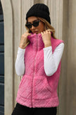 Fuzzy Plaid Texture Zip Up Vest Coat  Style Ratio