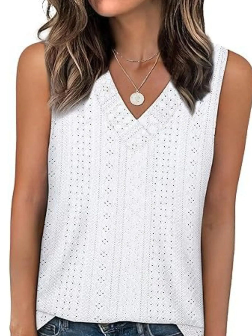 Eyelet V-Neck Tank  Style Ratio