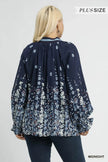 Umgee Full Size Floral Vine Print Blouse with Balloon Sleeves  Style Ratio