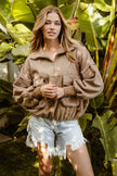 BiBi Half Zip Vintage Washed Fleece Pullover Jacket  Style Ratio