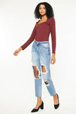 Kancan High Rise Distressed Boyfriend Jeans  Style Ratio