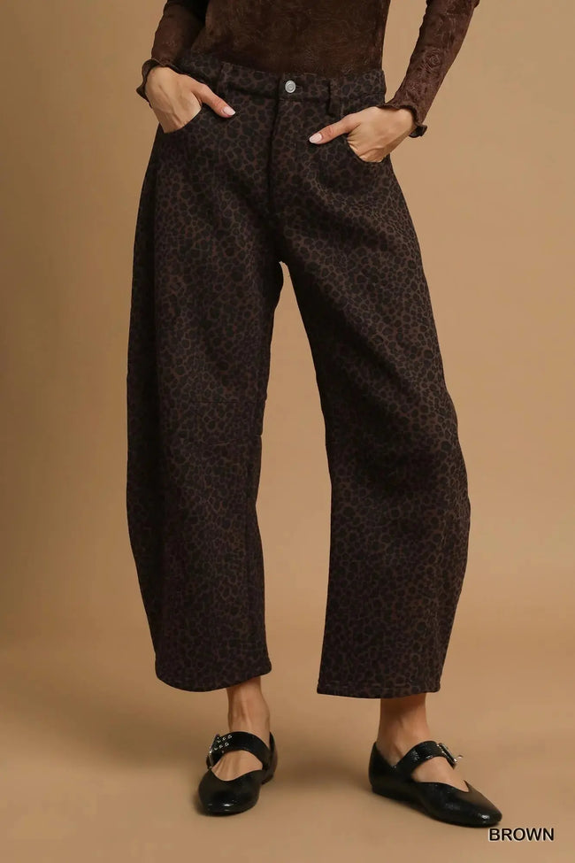 Umgee Leopard Print Wide Leg Pants  Style Ratio