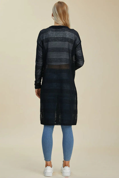 Double Take Open Front Longline Cardigan Trendsi