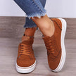 Lace-Up Suedette Flat Sneakers  Style Ratio