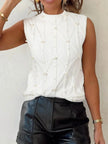 Pearled Mock Neck Textured Knit Sweater  Style Ratio