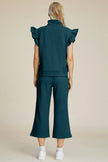 Double Take Full Size Texture Ruffle Short Sleeve Top and Wide Leg Pants Set  Style Ratio