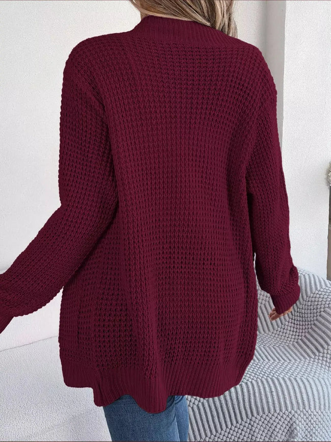 Chunky Knit Open Front Cardigan with Pockets  Style Ratio