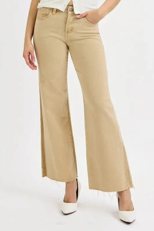 RISEN Full Size Raw Hem Wide Leg Jeans  Style Ratio