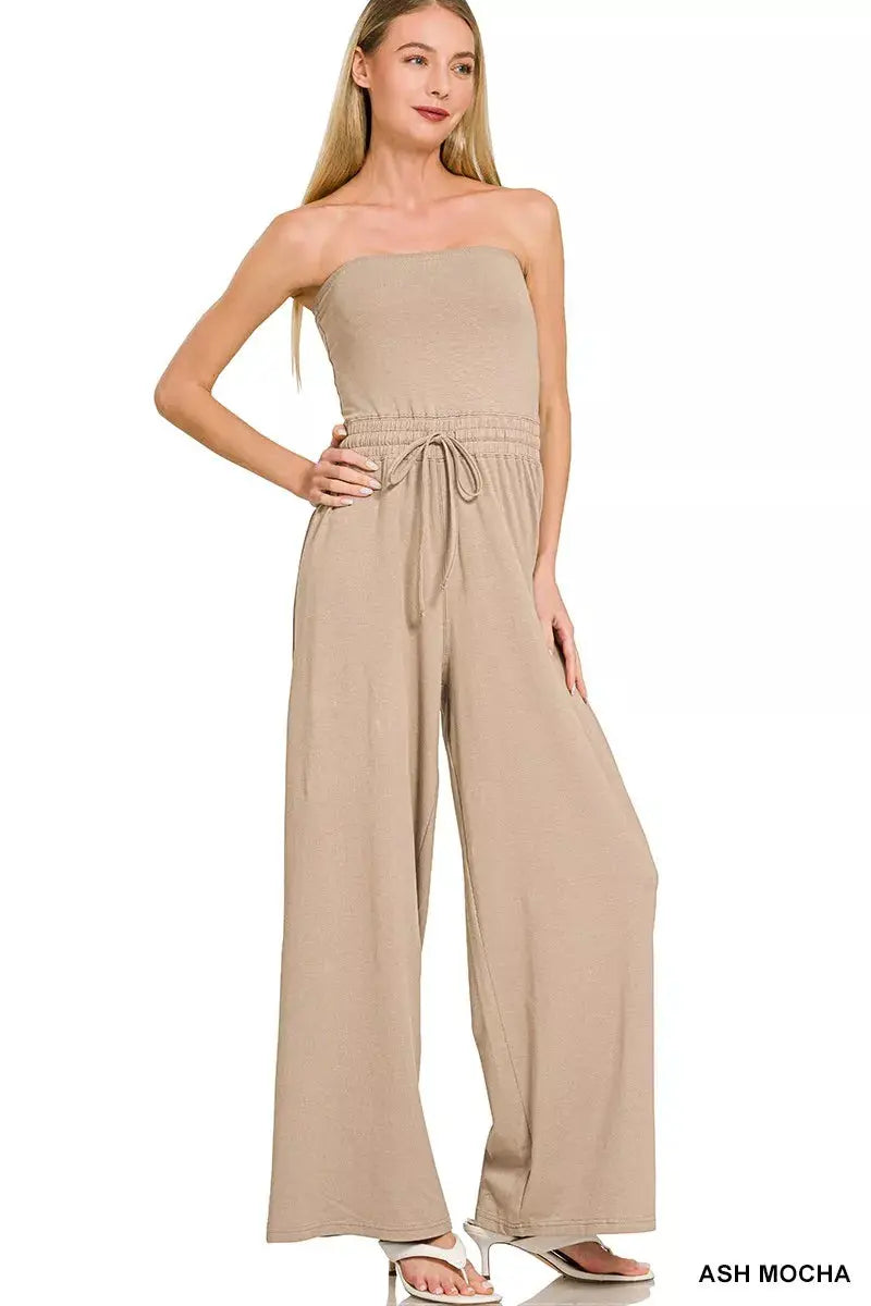 Zenana Tube Top Jumpsuit with Drawstring Waist  Style Ratio