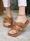 Double Buckle Slide Sandals  Style Ratio