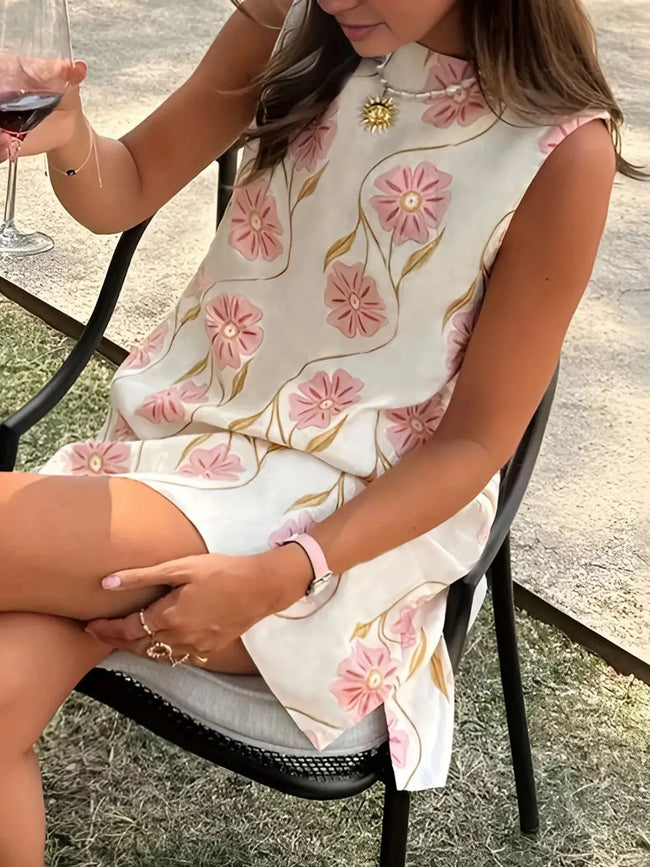 Floral Pattern Sleeveless Mini Dress  Style Ratio