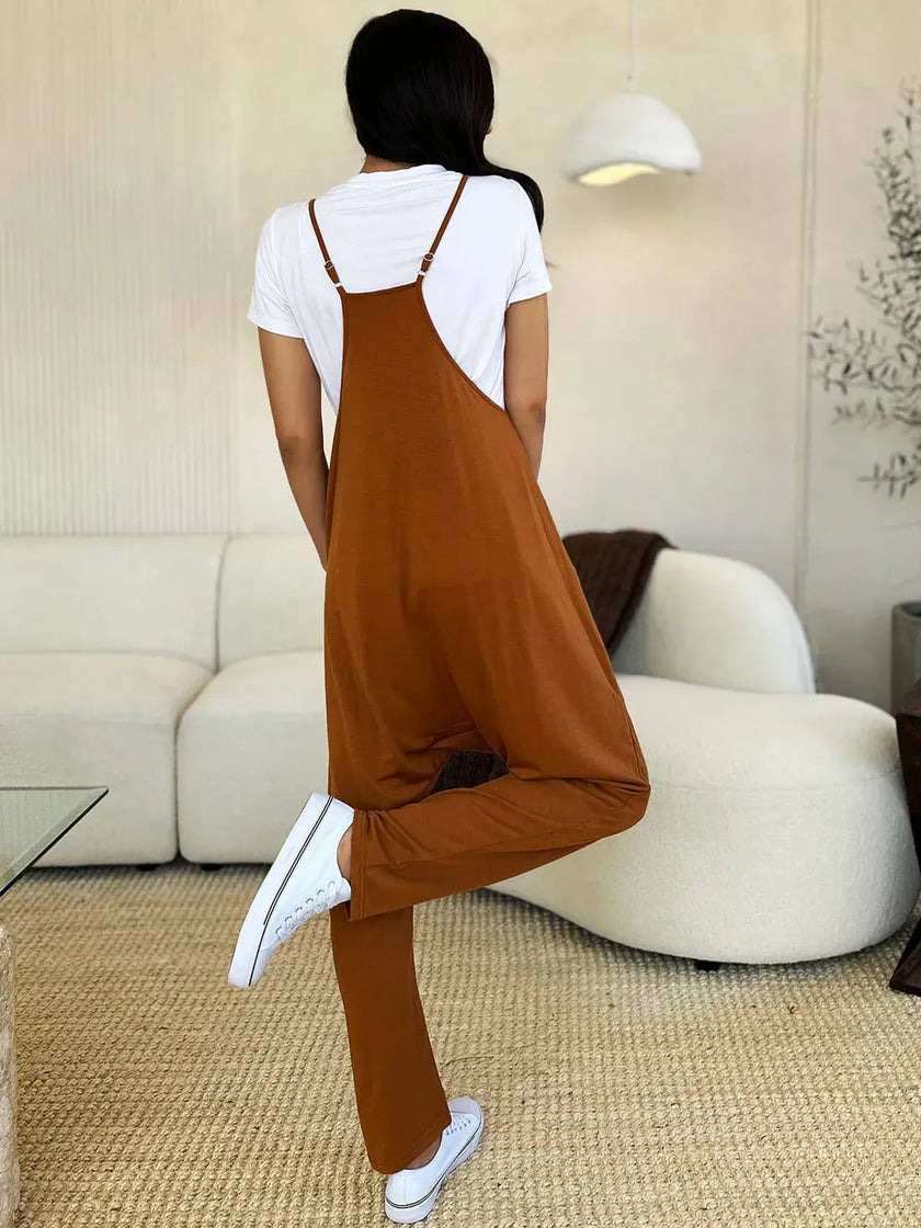 Double Take Full Size Sleeveless V-Neck Pocketed Jumpsuit  Style Ratio