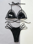 Glitter Halter Neck Strappy Two-Piece Bikini  Style Ratio