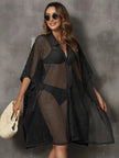 Sheer Mesh Button Up Cover Up  Style Ratio