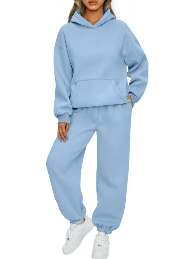 Full Size Kangaroo Pocket Hoodie and Joggers Set  Style Ratio