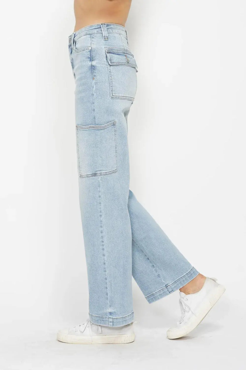 Judy Blue Full Size High Waist Straight Cargo Jeans  Style Ratio