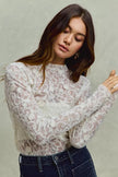 SO ME Lace 3d Effect Floral Layering Long Sleeve Top  Style Ratio