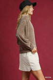 Umgee Velour Crewneck Balloon Sleeve Sweatshirt  Style Ratio