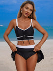 Contrast Trim Drawstring Swimsuit  Style Ratio