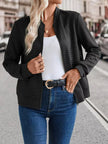 Textured Zip-Up Long Sleeve Jacket  Style Ratio