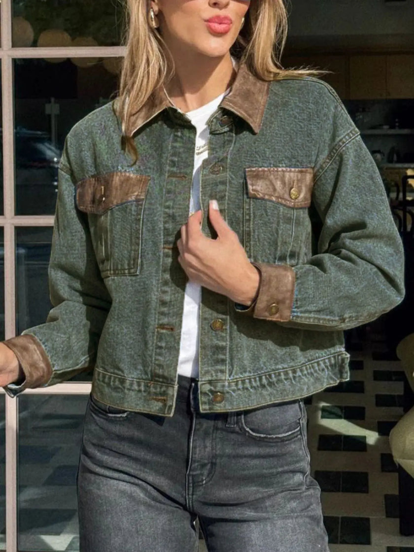 Button Up Chest Pockets Denim Jacket  Style Ratio