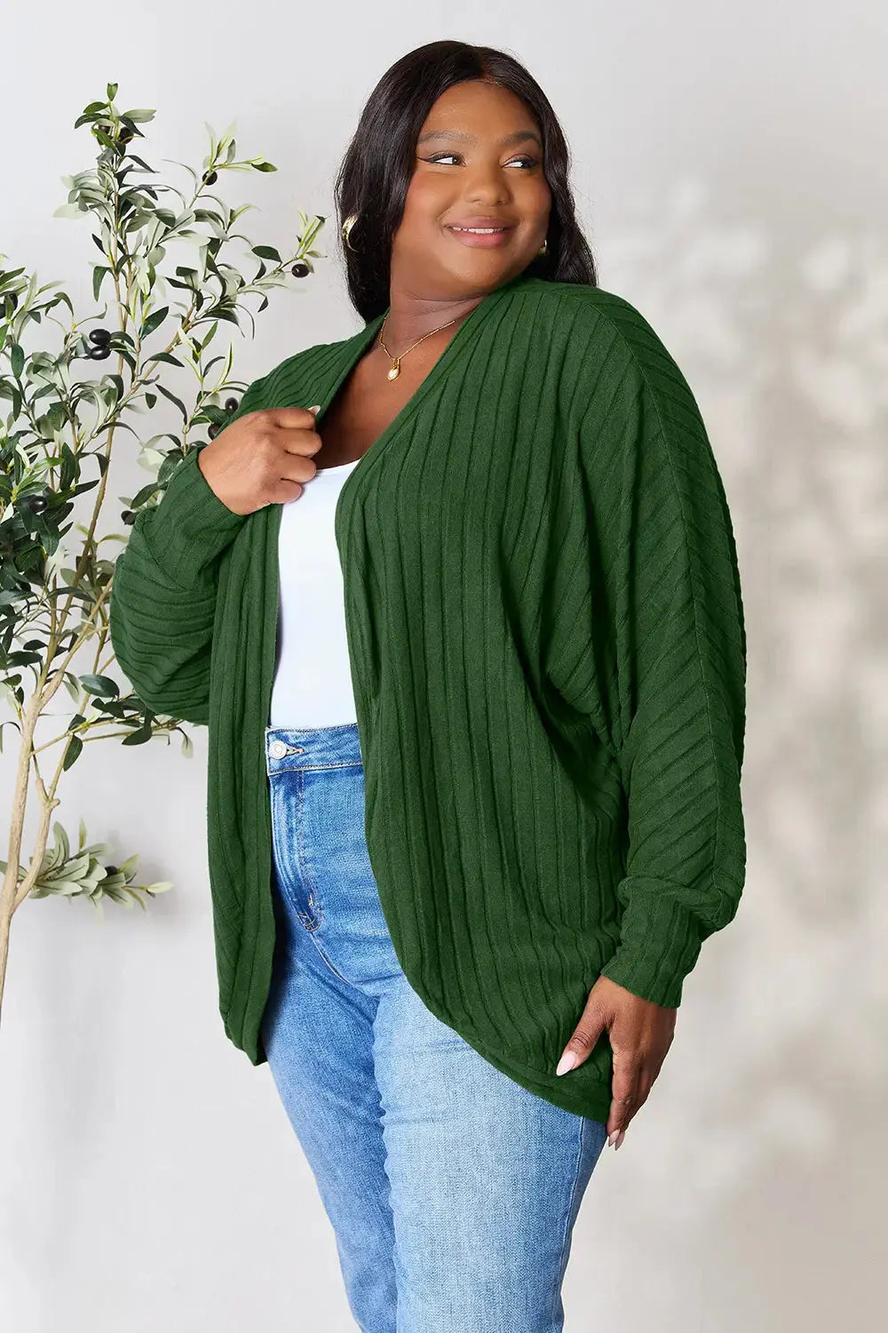Basic Bae Full Size Ribbed Cocoon Cardigan  Style Ratio