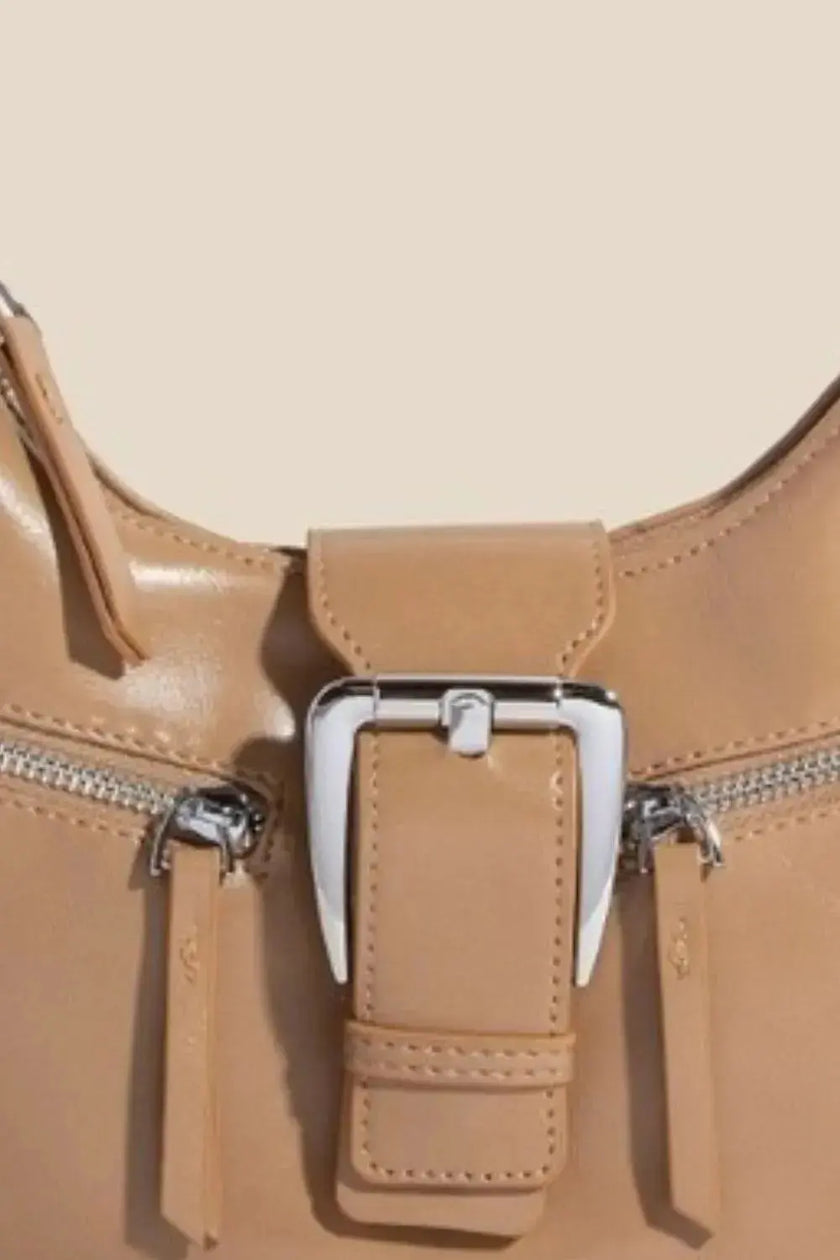 Fame Large Buckle Triple Zipper Hand Bag  Style Ratio