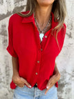 Full Size Collared Neck Half Sleeve Shirt  Style Ratio