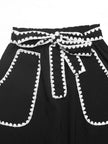 Crochet Trim Tie Waist Wide Leg Pants  Style Ratio