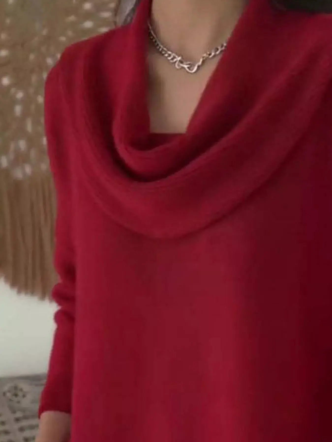 Drape Neck Long Sleeve Knit Top  Style Ratio