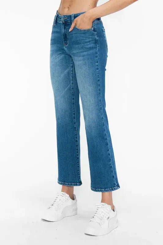 bytos Full Size Cat's Whiskers Mid Rise Ankle Jeans  Style Ratio