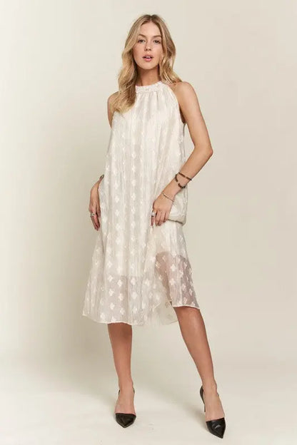 Adora Pearl Detail Grecian Neck Midi Dress Trendsi