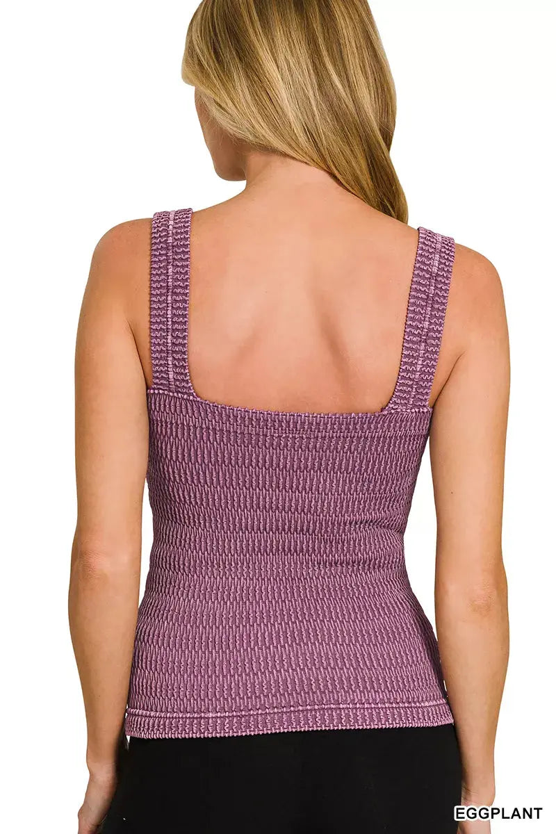 Zenana Seamless Winkle Stone Washed Tank Top  Style Ratio